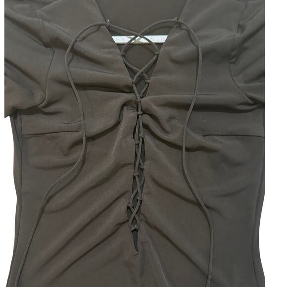 I.AM.GIA Sapphira Lace-Up Top Long Sleeve Y2K 90s It Girl Black, size M - Picture 2 of 10